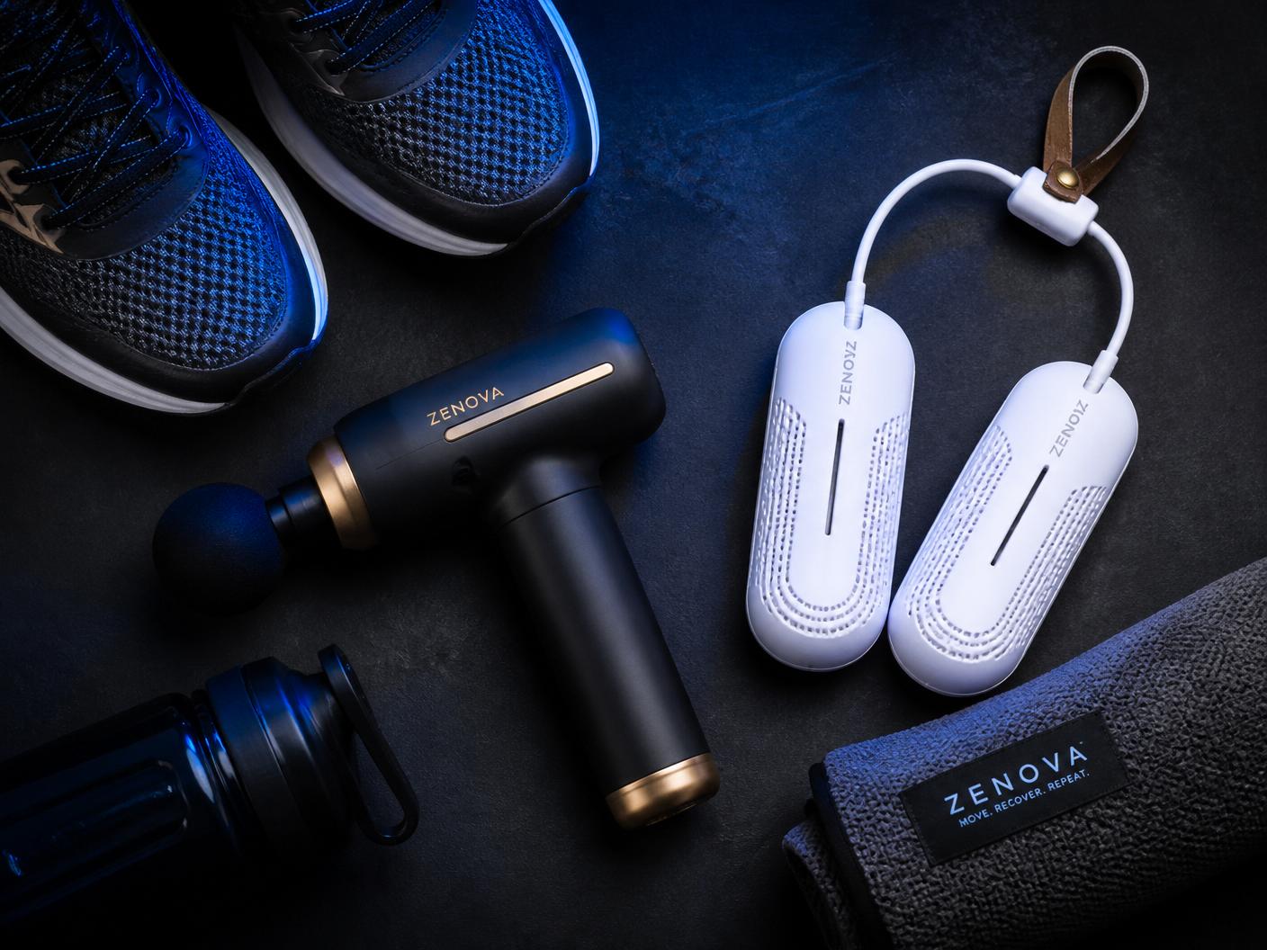 Sneaker care routine flat lay